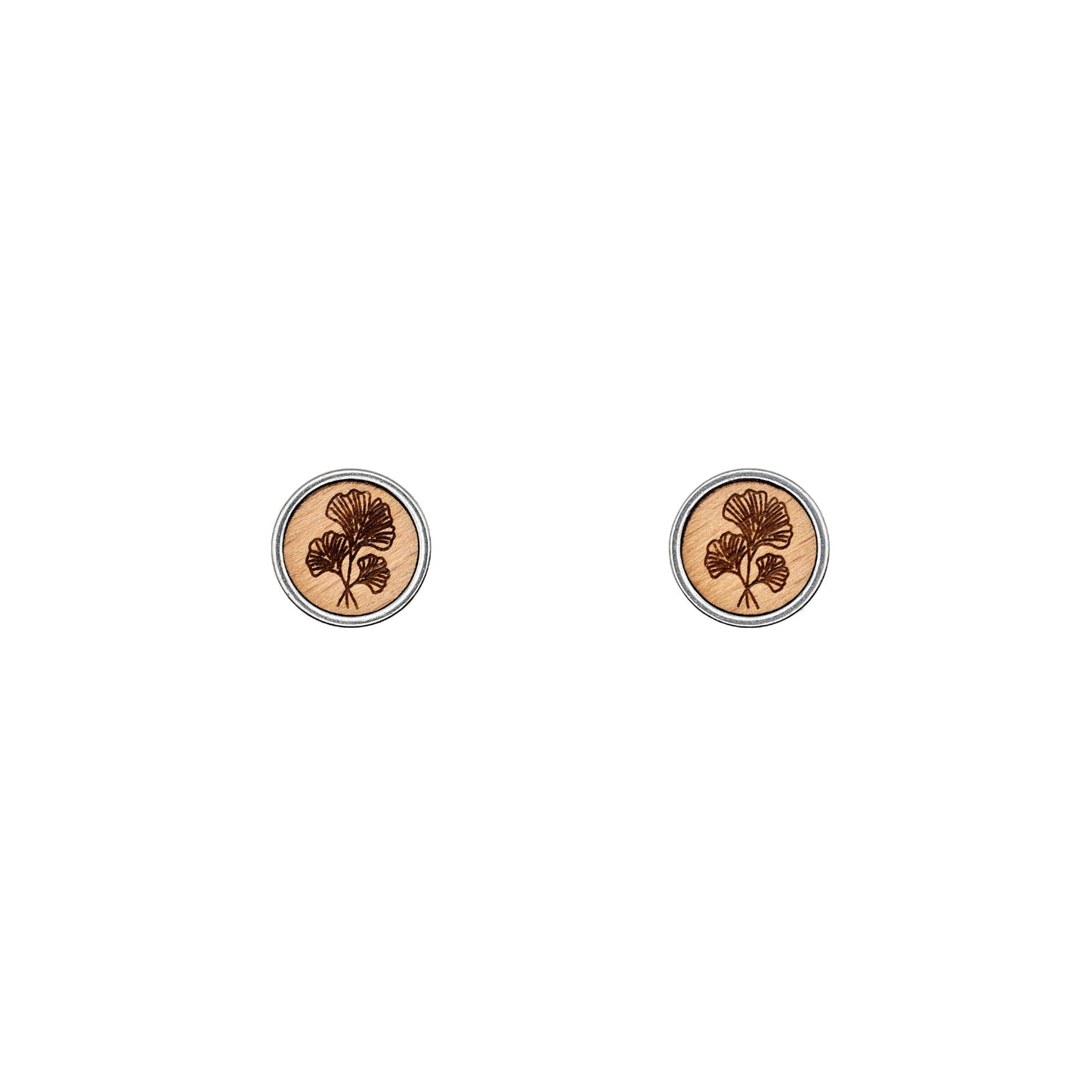 Ohrstecker "Ginkgo Blatt" Holz Buche