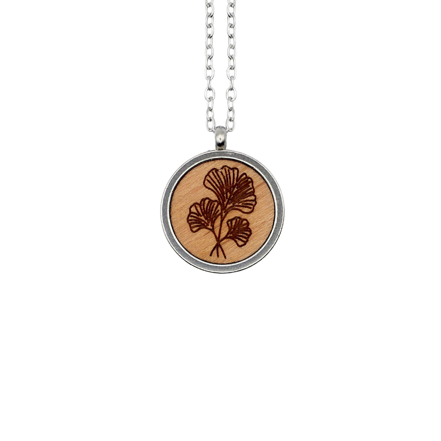 Halskette "Ginkgo Blatt" Holz Buche