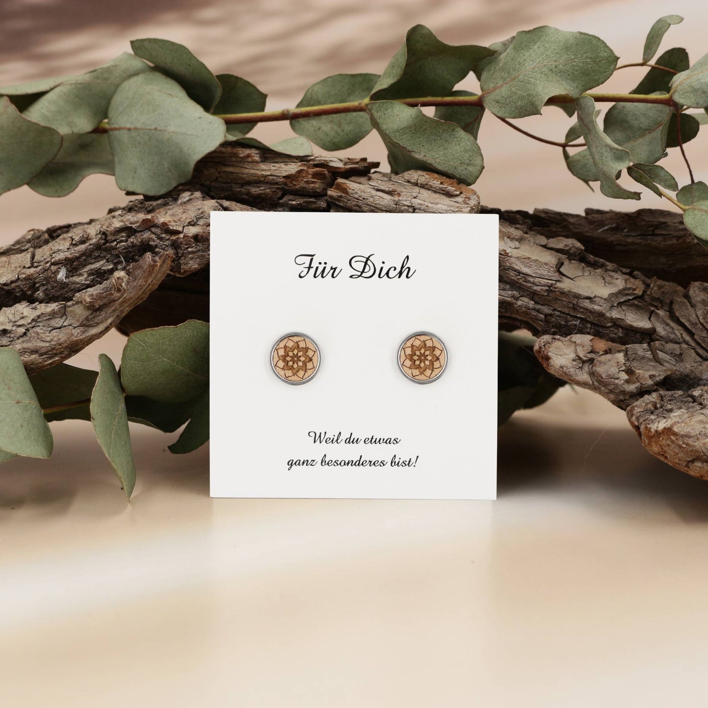 Ohrstecker "Sonne" intensiv Holz Buche