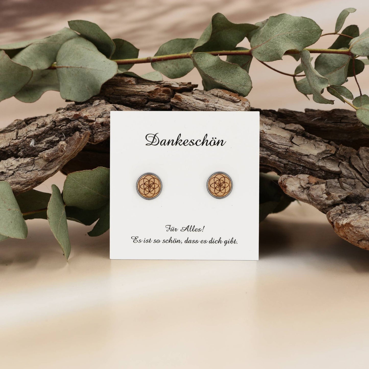 Ohrstecker "Samen des Lebens" Holz Buche