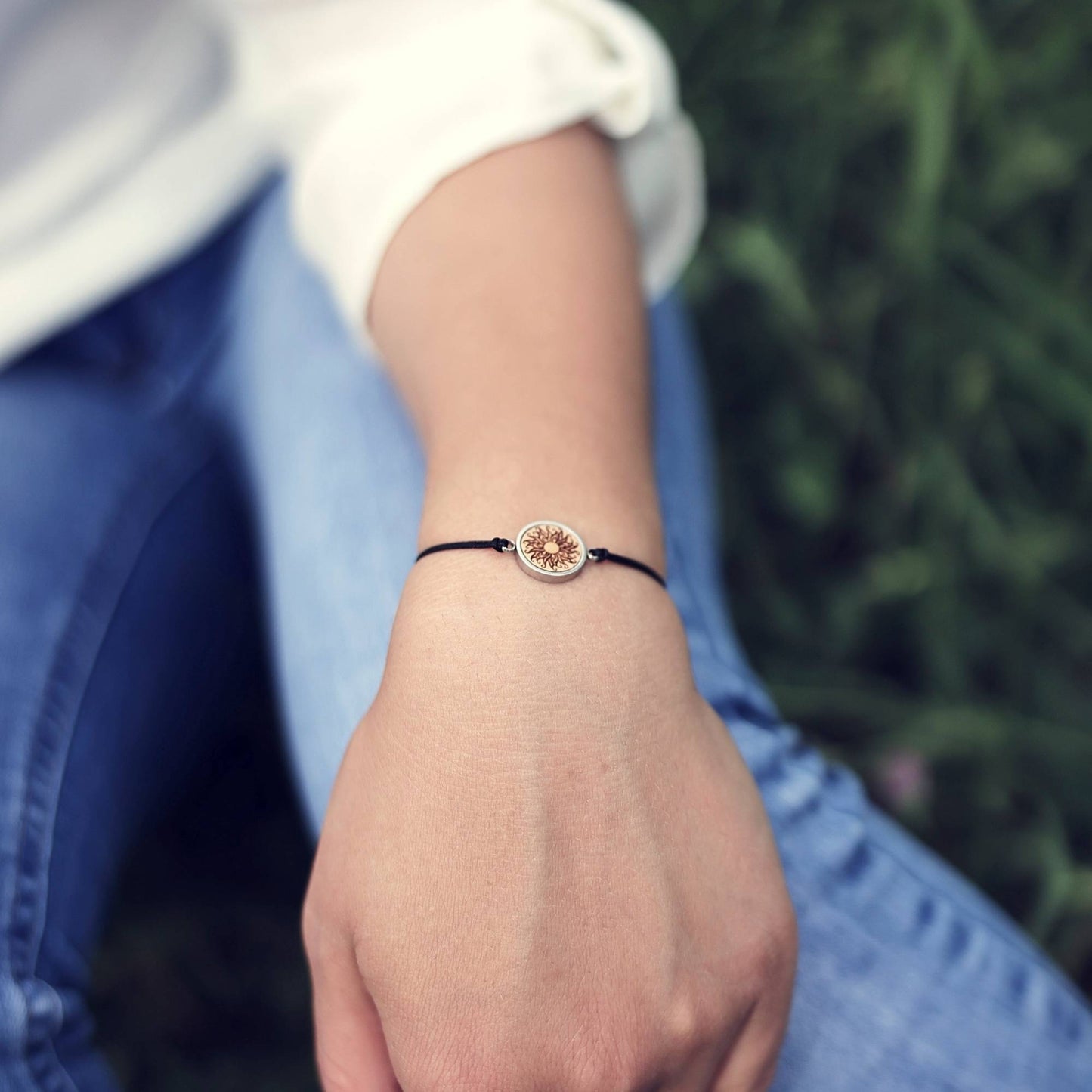 Armband "Feuersonne" Holz Buche