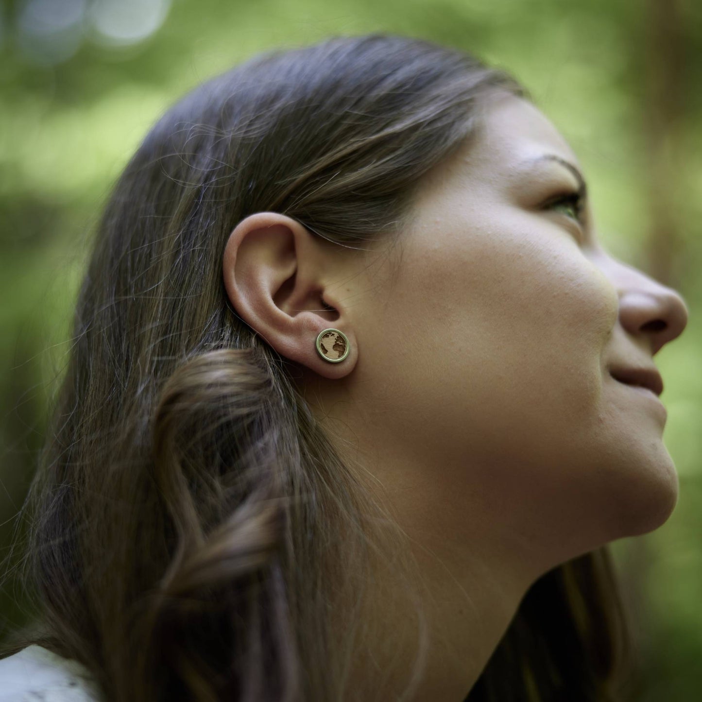 Ohrstecker "Weltkugel" Holz Buche