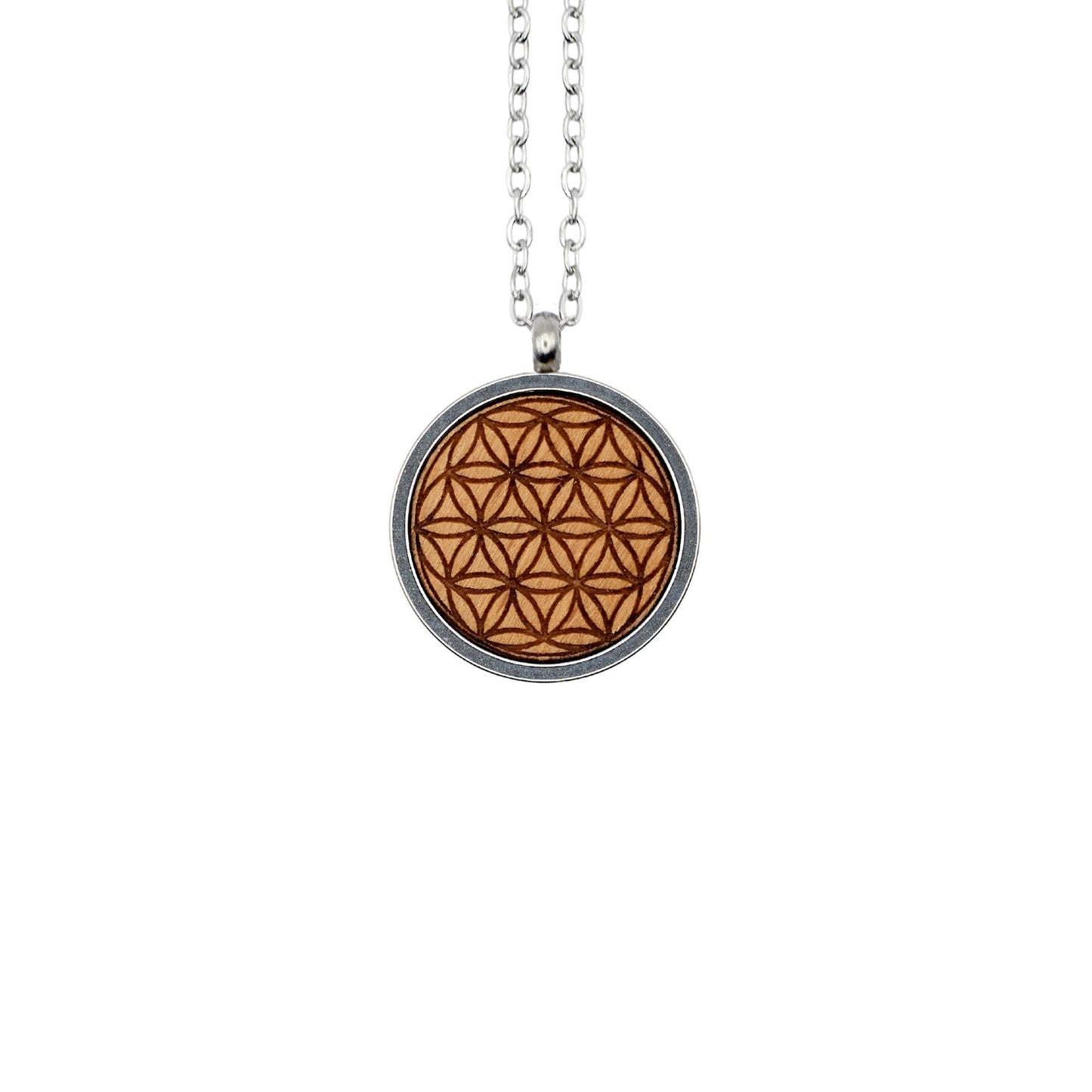 Halskette "Blume des Lebens" Holz Buche