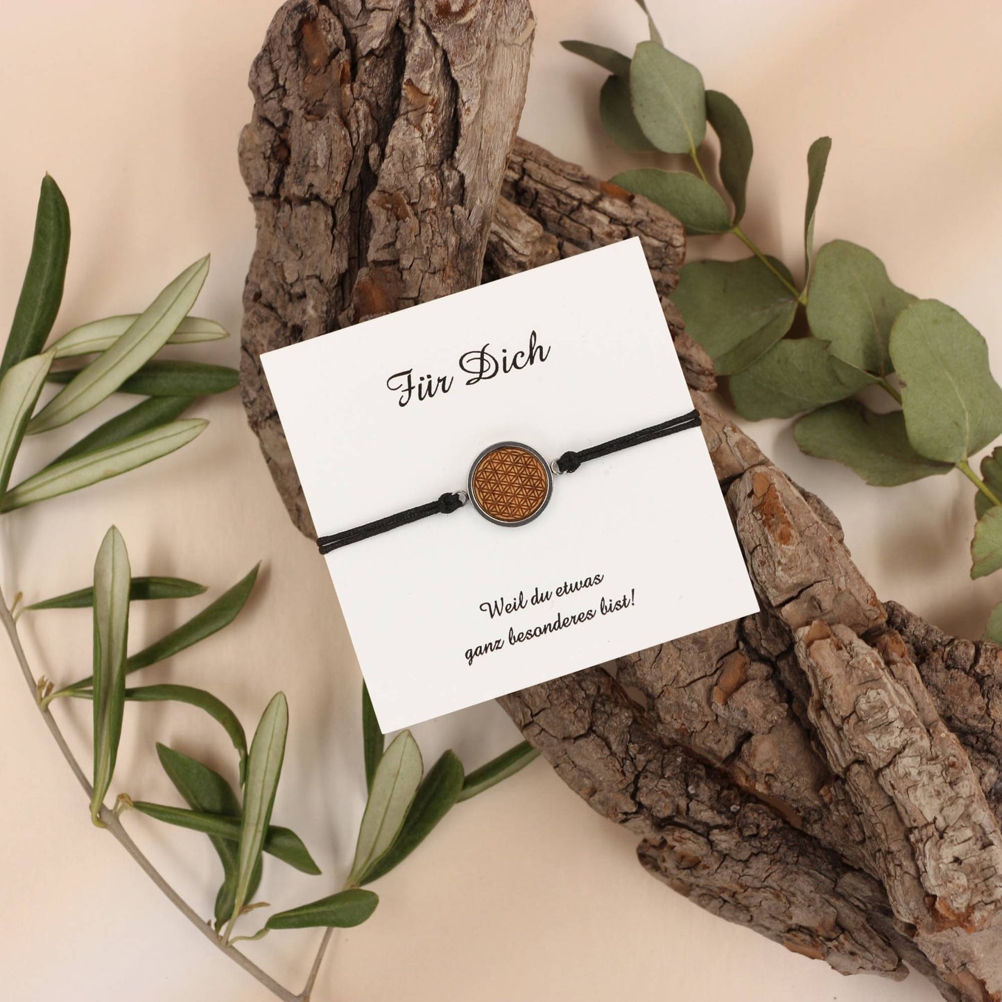 Armband "Blume des Lebens" zart Holz Buche