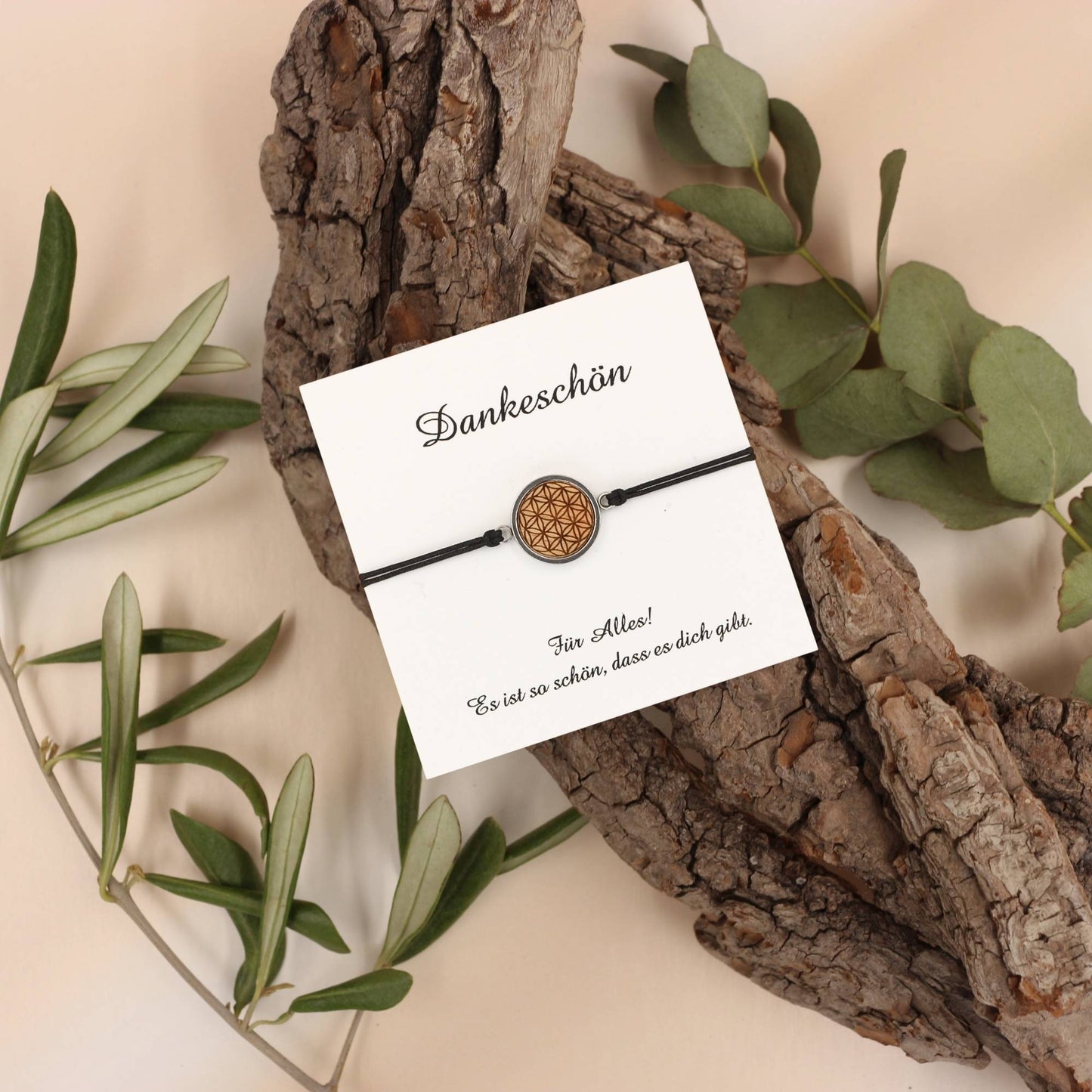 Armband "Blume des Lebens" Holz Buche