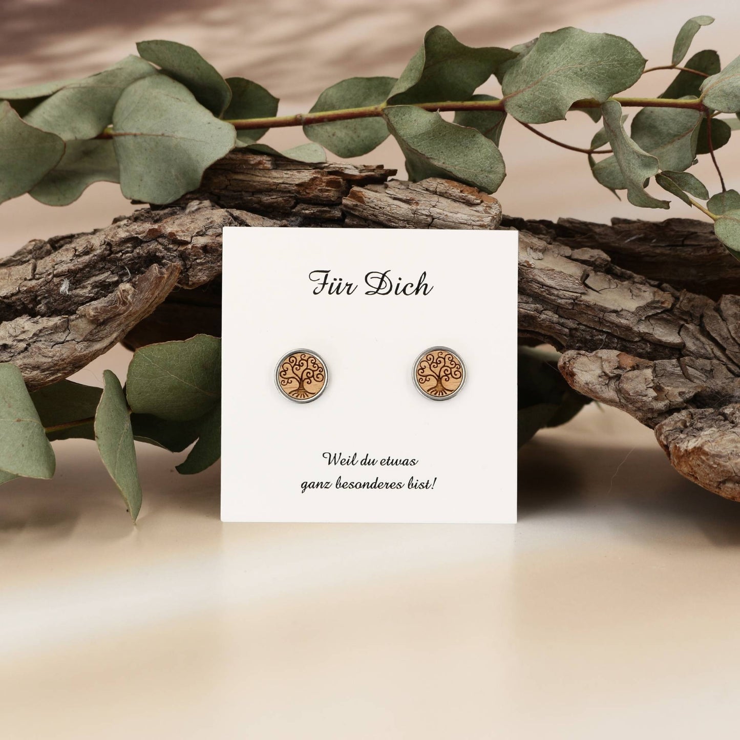 Ohrstecker "Baum des Lebens" Holz Buche