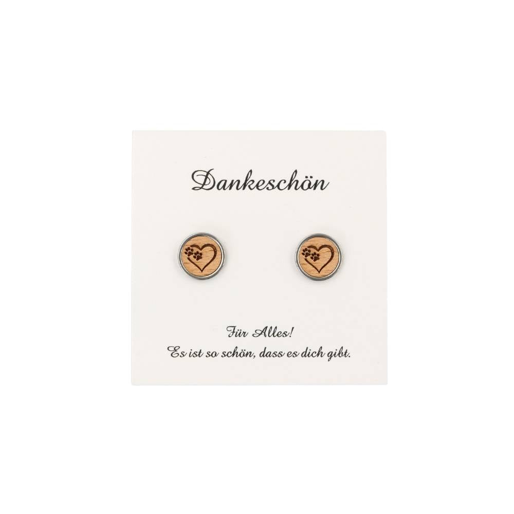 Ohrstecker "Pfotenherz" Holz Buche