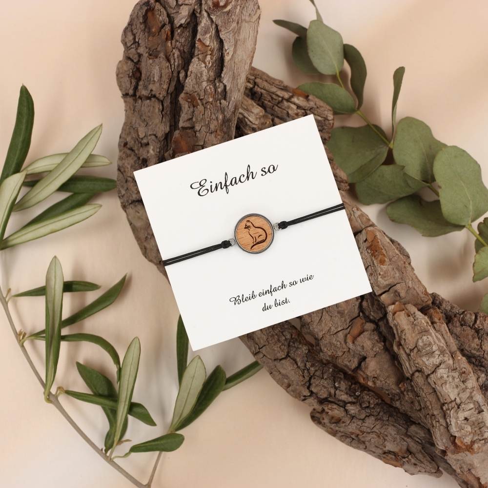 Armband "Katze" Holz Buche
