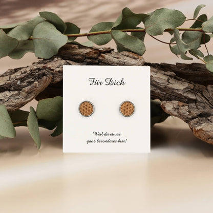 Ohrstecker "Blume des Lebens" Holz Buche