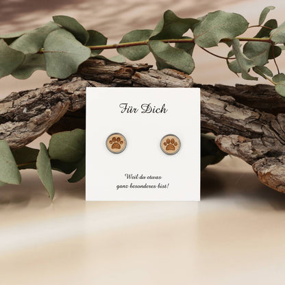 Ohrstecker "Pfote" Holz Buche