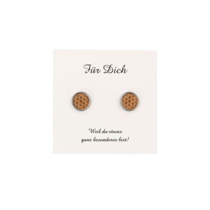 Ohrstecker "Blume des Lebens" Holz Buche